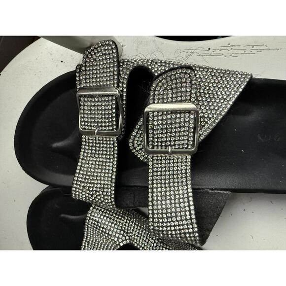 Madden Girl Black Sandals with Rhinestone Buckled Straps - Picture 3 of 6